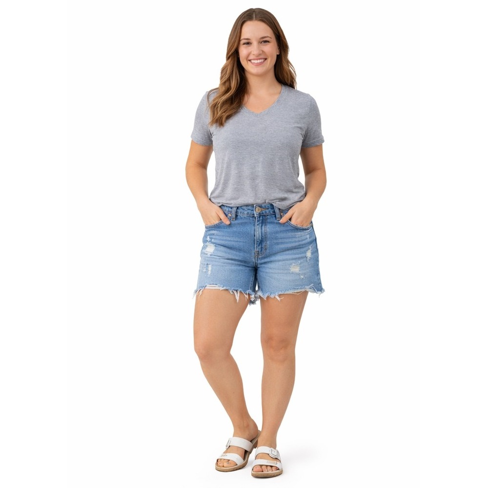 UNIQLO Women's Distressed Denim Shorts – Size 25 Light Wash‎
